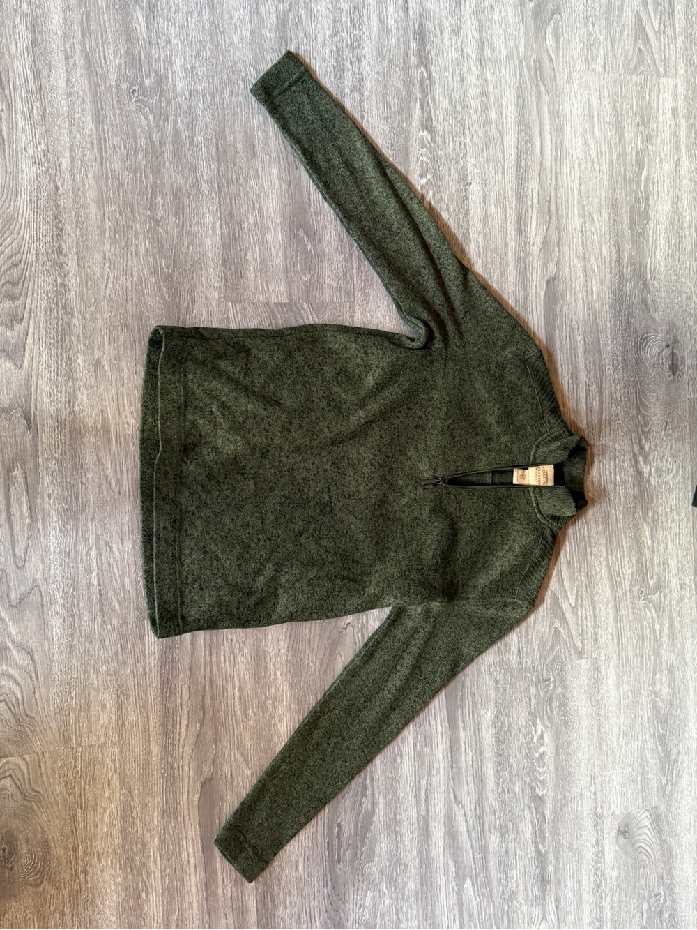 Olive Green Half-Zip Turtleneck Sweater